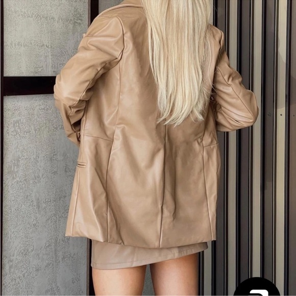 NWT!!! Princess Polly Morrison Faux Vegan Leather brown Blazer - Picture 2 of 6